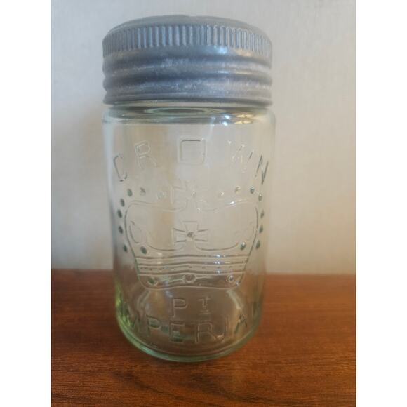 Vintage CROWN PT IMPERIAL Aqua Blue pint fruit jar - Picture 3 of 9
